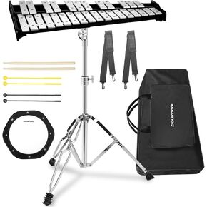 Soulmate 30 Notes Glockenspiel Xylophone Bell Kit Professional Glockenspiel Instrument for Adult Beginner Students with 8'' Drum Practice Pad Pad Percussion Kit