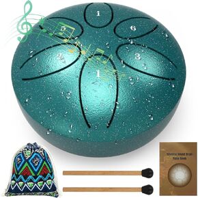 Steel Tongue Drum - 6 Inches 8Note Rain Drum for Garden, Music Education, Recreation. Drum sounds are soothing and relaxing. Musical Christmas Gifts for Family, Friends, and Kids