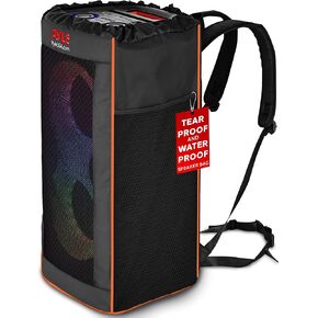 Pyle Portable Waterproof Speaker Bag, Tear-Proof Travel Case with Adjustable Backpack Straps, Side Storage Pockets & Drawstring Top, Compatible with Pyle Speaker PPHP26BL & More, 11.8"x11.8"x26.4"