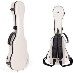 Crossrock Baritone Ukulele Case, Fits Up to 31 Inches | 100% Fiberglass Hardshell with Brand Latches, TSA Lock, Accessory Compartment, and Detachable Straps-Milky White (CRF2030BUMW)