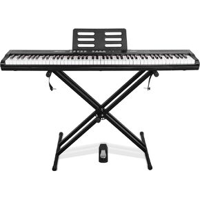 STRICH Digital Piano Keyboard with Stand - Full Size Electric Keyboard with Semi-Weighted 88 Keys, Sustain Pedal, Music Rest - 900 Sounds, 700 Rhythms, Portable Design for Beginners, Black, SEP-150