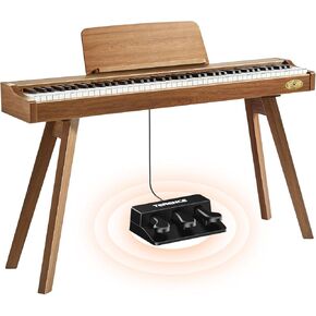 TERENCE P37 Digital Piano 88 Key Weighted Keyboard, Full-Size Keyboard Piano for Beginners, Electric Piano with Stand, Triple Pedal, Removable Music Stand, Power Adapter