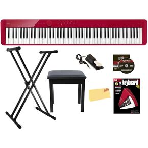 Casio Privia PX-S1100 Digital Piano - Black Bundle with Adjustable Stand, Bench, Sustain Pedal, Piano Book, Online Piano Lessons, Austin Bazaar Instructional DVD, and Polishing Cloth