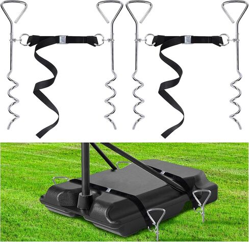 RunNico Basketball Goal Anchor, Heavy Duty Basketball Hoop Tie Down Kit, Court Setup Ground Stakes with Adjustable Straps for Basketball Mounting Trampoline Swing Tent in Saudi Arabia