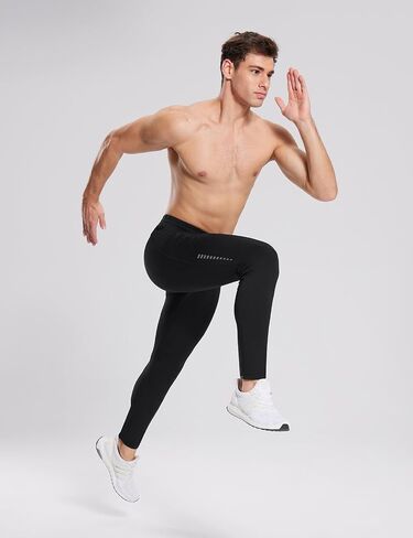 BALEAF Men's Thermal Running Tights Winter Cycling Pants Fleece Lined Compression Leggings Zipper Pockets Cold Weather Gear in Saudi Arabia