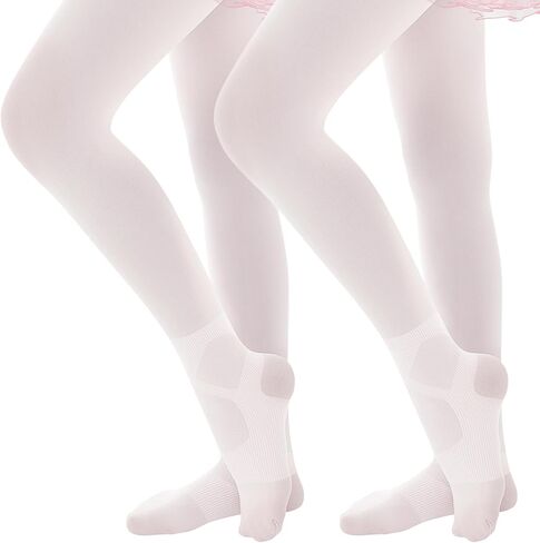 Haloumoning 2 Pairs Girls Ballet Dance Tights Kids Ultra Soft Footed Anti-Sprain Tights Stockings 4-14 Years in Kuwait