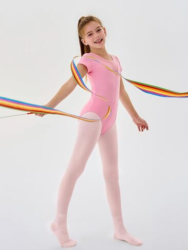 Haloumoning 2 Pairs Girls Ballet Dance Tights Kids Ultra Soft Footed Anti-Sprain Tights Stockings 4-14 Years in Kuwait