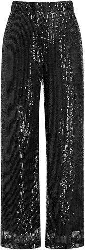 ODIZLI Womens Wide Leg Sparkle Sequin Pants Elastic High Waisted Bling Glitter Dance Pants in Kuwait