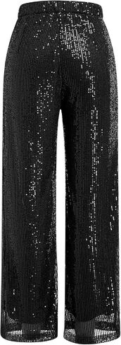 ODIZLI Womens Wide Leg Sparkle Sequin Pants Elastic High Waisted Bling Glitter Dance Pants in Kuwait