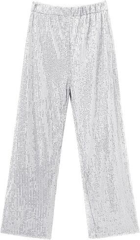 ODIZLI Womens Wide Leg Sparkle Sequin Pants Elastic High Waisted Bling Glitter Dance Pants in Kuwait