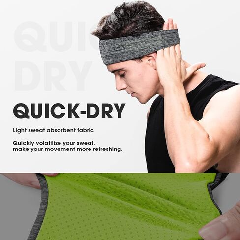 Braylin Men's Headbands, 3-Pack Headbands for Men, Sport Headbands for Running Fitness Yoga Cycling, Sweat Wicking Non Slip in Saudi Arabia