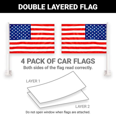 G128 2 Pack: American USA Car Flag | 11x17 In | Double LiteWeave Pro Series Double Sided Printed 150D Polyester | Flagpole Included | Perfect for Festival Celebrations, Parades in Kuwait