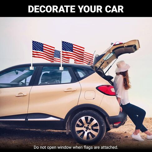 G128 2 Pack: American USA Car Flag | 11x17 In | Double LiteWeave Pro Series Double Sided Printed 150D Polyester | Flagpole Included | Perfect for Festival Celebrations, Parades in Kuwait