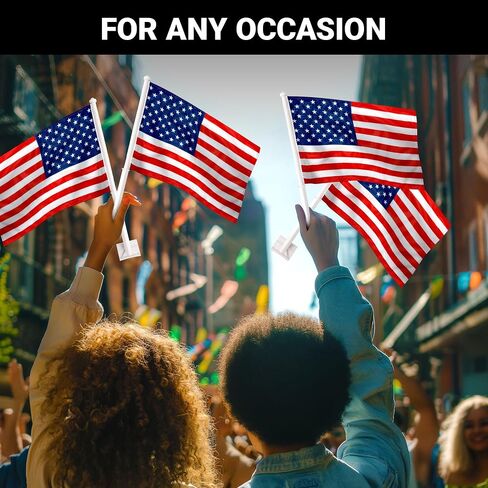 G128 2 Pack: American USA Car Flag | 11x17 In | Double LiteWeave Pro Series Double Sided Printed 150D Polyester | Flagpole Included | Perfect for Festival Celebrations, Parades in Kuwait