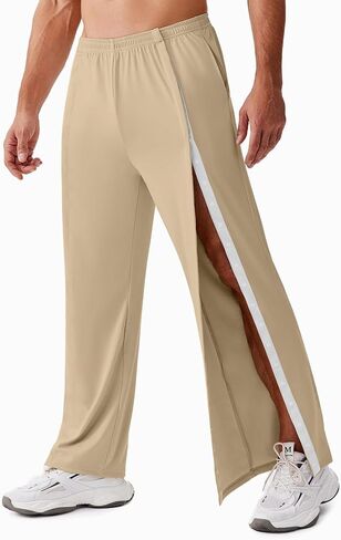 Deyeek Tear Away Pants for Men Baggy Side Snap Post Surgery Pants Open Bottom Sweatpants with Pockets Pants to Wear with Cast in Saudi Arabia
