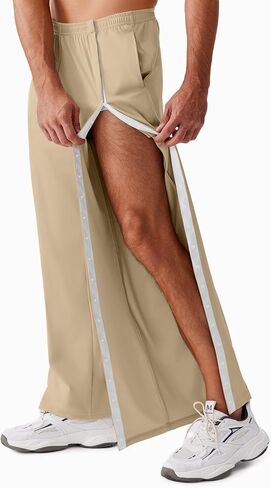 Deyeek Tear Away Pants for Men Baggy Side Snap Post Surgery Pants Open Bottom Sweatpants with Pockets Pants to Wear with Cast in Saudi Arabia