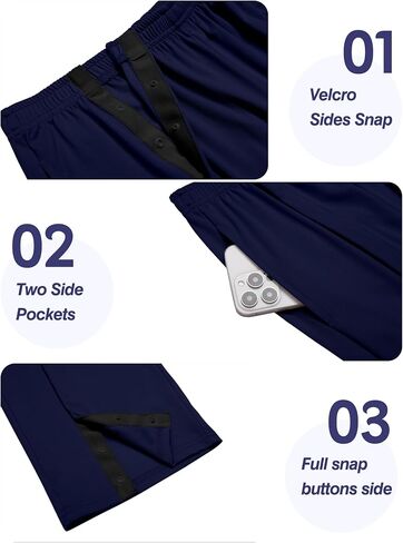 Deyeek Tear Away Pants for Men Baggy Side Snap Post Surgery Pants Open Bottom Sweatpants with Pockets Pants to Wear with Cast in Saudi Arabia