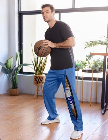 Deyeek Tear Away Pants for Men Baggy Side Snap Post Surgery Pants Open Bottom Sweatpants with Pockets Pants to Wear with Cast in Saudi Arabia