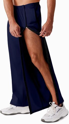Deyeek Tear Away Pants for Men Baggy Side Snap Post Surgery Pants Open Bottom Sweatpants with Pockets Pants to Wear with Cast in Saudi Arabia