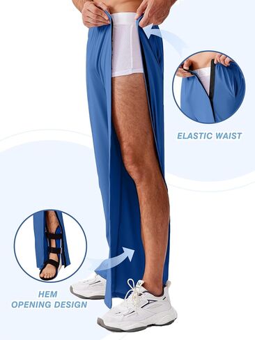 Deyeek Tear Away Pants for Men Baggy Side Snap Post Surgery Pants Open Bottom Sweatpants with Pockets Pants to Wear with Cast in Saudi Arabia