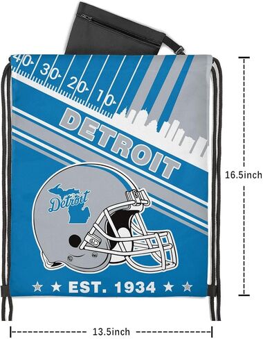 Detroit Football Gym Drawstring Bags, Sports Fans Drawstring Bag Sport String Backpacks for Player, Football Keepsake Fans Gifts Bags in Saudi Arabia