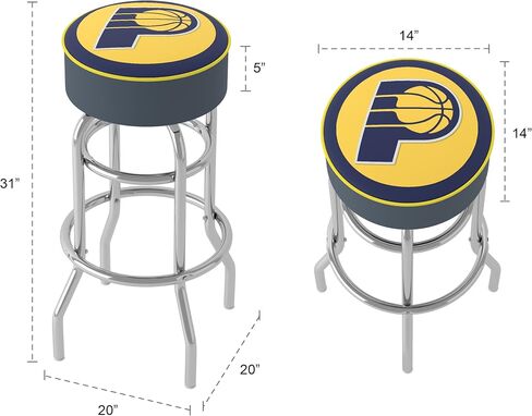 Trademark Global Bar Stool - Indiana Pacers Logo Stool with Foam Padded Seat - Swivel Chair for Game Room, Garage, or Home Bar in Saudi Arabia