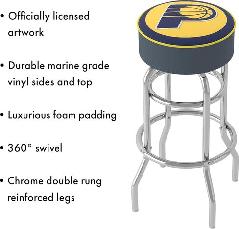 Trademark Global Bar Stool - Indiana Pacers Logo Stool with Foam Padded Seat - Swivel Chair for Game Room, Garage, or Home Bar in Saudi Arabia