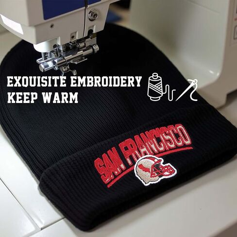 Football Fans Embroidered Beanie Hat, Football Team City Skull Beanie Hats Christmas Best Gift for Men Women in Saudi Arabia