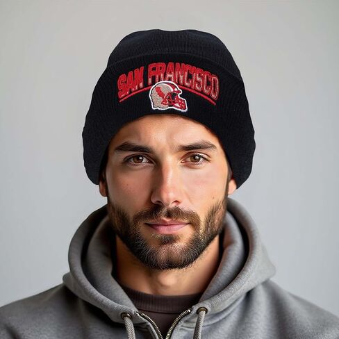Football Fans Embroidered Beanie Hat, Football Team City Skull Beanie Hats Christmas Best Gift for Men Women in Saudi Arabia