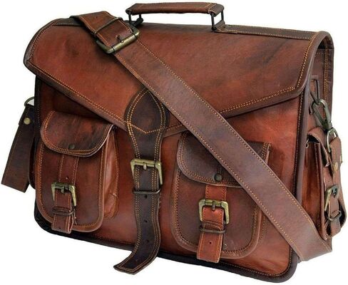 MONTEXOO Handmadecraft Leather Unisex Real Leather Messenger Bag for Laptop Briefcase Satchel in Kuwait