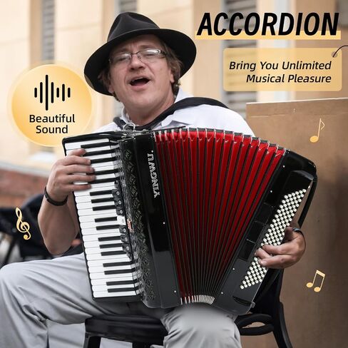 Accordion, 41 Keys 120 Bass Accordion, Premium Accordion for Beginners and Professionals, Comes with Backpack and Accordion Strap (Black) in Saudi Arabia