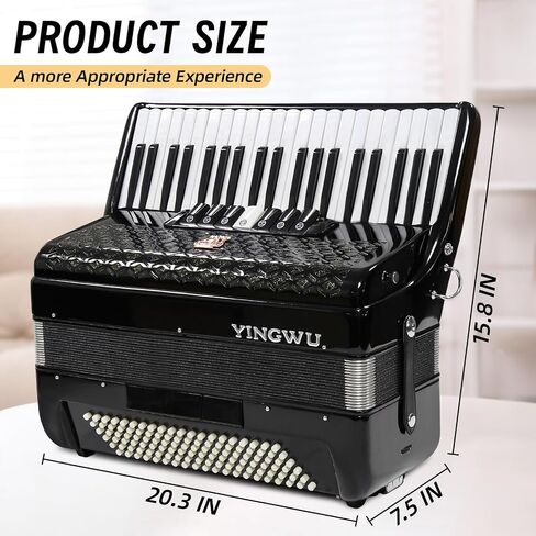 Accordion, 41 Keys 120 Bass Accordion, Premium Accordion for Beginners and Professionals, Comes with Backpack and Accordion Strap (Black) in Saudi Arabia