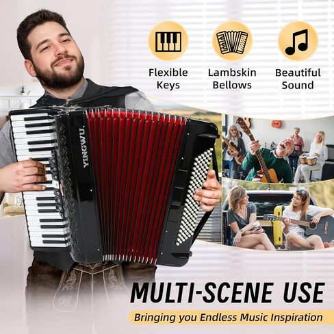 Accordion, 41 Keys 120 Bass Accordion, Premium Accordion for Beginners and Professionals, Comes with Backpack and Accordion Strap (Black) in Saudi Arabia