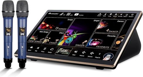 2025 KD9 Max 18.5" All-in-One Chinese Karaoke Player, 2 UHF Wireless Microphone, 18.5 inch Capacitive Touch Screen, 650K Cloud Song Library in Saudi Arabia