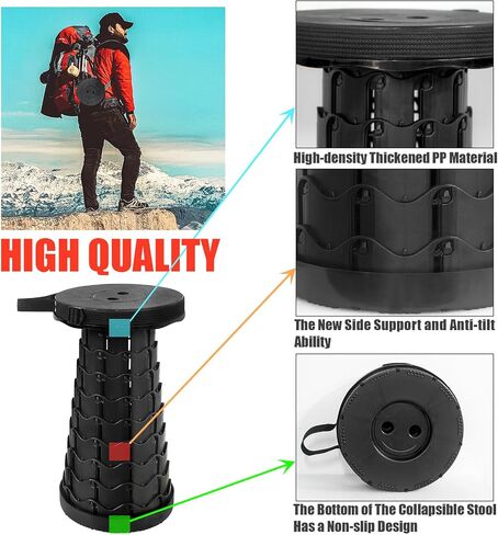 Upgraded Collapsible Stool Thickened Set of 2, Portable Stool Folding Stool, Foldable Chair for Camping Fishing Hiking BBQ and Outdoor Activities - Max 400lbs in Saudi Arabia
