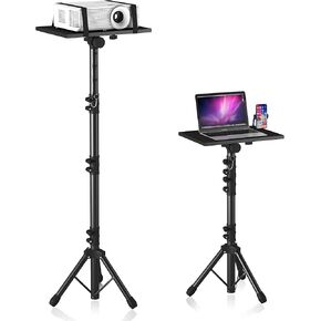 Projector Stand Tripod, Laptop Tripod Stand Adjustable Height from 23.5 to 63.5 inches with Gooseneck Phone Holder, Laptop Floor Stand for Office, Home, Stage, Studio, DJ Racks Holder Mount