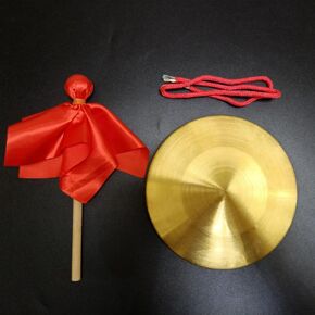 Brass Instruments 5.9 Inch Gong – Handcrafted Mini Gong with Wooden Mallet and Red Hanging Cord, Safe and Fun Musical Instrument for Playtime, Learning, and Creativity – Perfect Gift