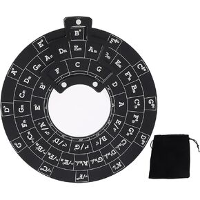 Metal Melody Tool, Black Circle of Fifths Wheel with Stand Holder, Musical Chord Tool for Musicians, Songwriters, Beginners