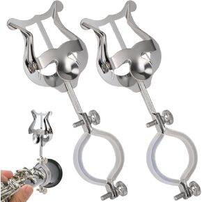 Trumpet Lyre,2 Pack Silver Mellophone Lyre for Marching Band with Bent Stem,7.2Inch Baritone Lyre Clip and Flip Folder,General Musical Instruments Accessories