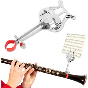 Clarinet Lyre, Trombone Lyre Clip Metal Plating Clamp-On Music Clip Trumpet Trombone Sheet Music Clip General Musical Instruments Accessories for Beginners and Professionals 6.1 x 2.08 inch