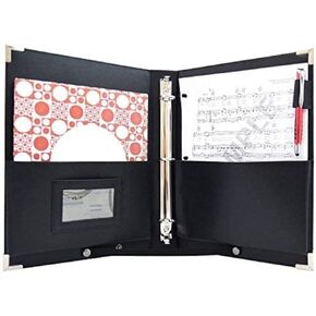 Orginal -MSP PU Leather Sheet Music Holder | 9.5" x 12" - Music Folder with Hand Strap for Musician- Improved Design (3 Ring Binder)