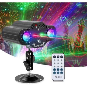 Party Lights DJ Disco Lights,Stage Light Projector 2 RGB LED Multiple Patterns Sound Activated Flash Strobe Lighting with Remote Control for Parties Christmas Karaoke Wedding Home Decoration