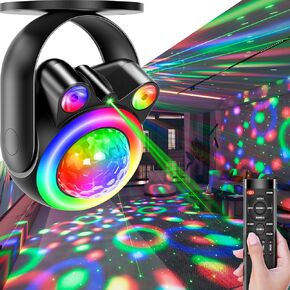 Disco Ball Party Lights, DJ Disco Light 7 Colors Sound Activated Stage Light Strobe Light with Star Projector for Living Room Party bar Christmas Halloween Dance Birthday Pub Wedding Decoration