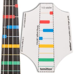 Non-Adhesive Violin Finger Guide for Adult/Kids Beginner, Static Cling Sheet, Fingerboard Stickers, Notes practice tape (Type B_Note Names, 4/4 full size)