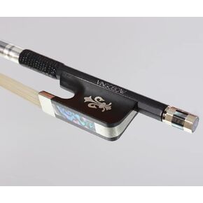 4/4 Carbon Fiber Cello Bow, Black Horsehair Handmade Cello Bow, Well Balanced with Ebony Fleur-de-Lis Frog for All Skill Levels