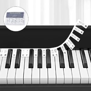 BROTOU Removable Piano Notes Guide for Beginner, Piano Keyboard Note Labels for 88 Key Full Size, No Need Stickers, Made of Silicone&Reusable, Comes with Box (88-Keys Black)