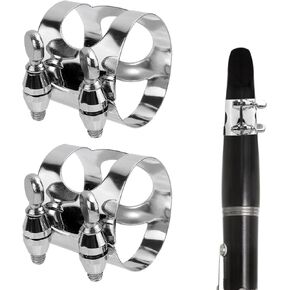 2pcs Clarinet Ligature, Premium Metal Clarinet Ligature B Flat with Adjustable Screw Clarinet Mouthpiece Ligature Easy To Use Clarinet Ligature Practical Accessories