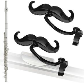 [2 Pack] Clip-On Mustache For Flutes - Includes Protective Case - Made To Fit All Flutes - Perfect Accessory For Musicians Of All Ages