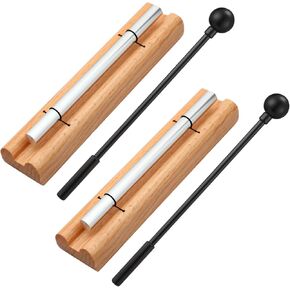 Yeshone 2 Set Hand Chimes for Classroom Meditation Chimes Bells Classroom Management Tools Chimes Instrument with Mallet for Meditation Yoga Prayer Teacher School (Single Tone, Wood Color)