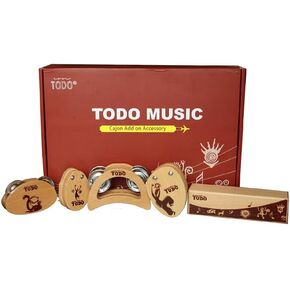 TODO Cajon Add on Accessory Percussion Cajon Accessory Pack Shakers, Foot Tambourine and Castanet and 2 Castanets
